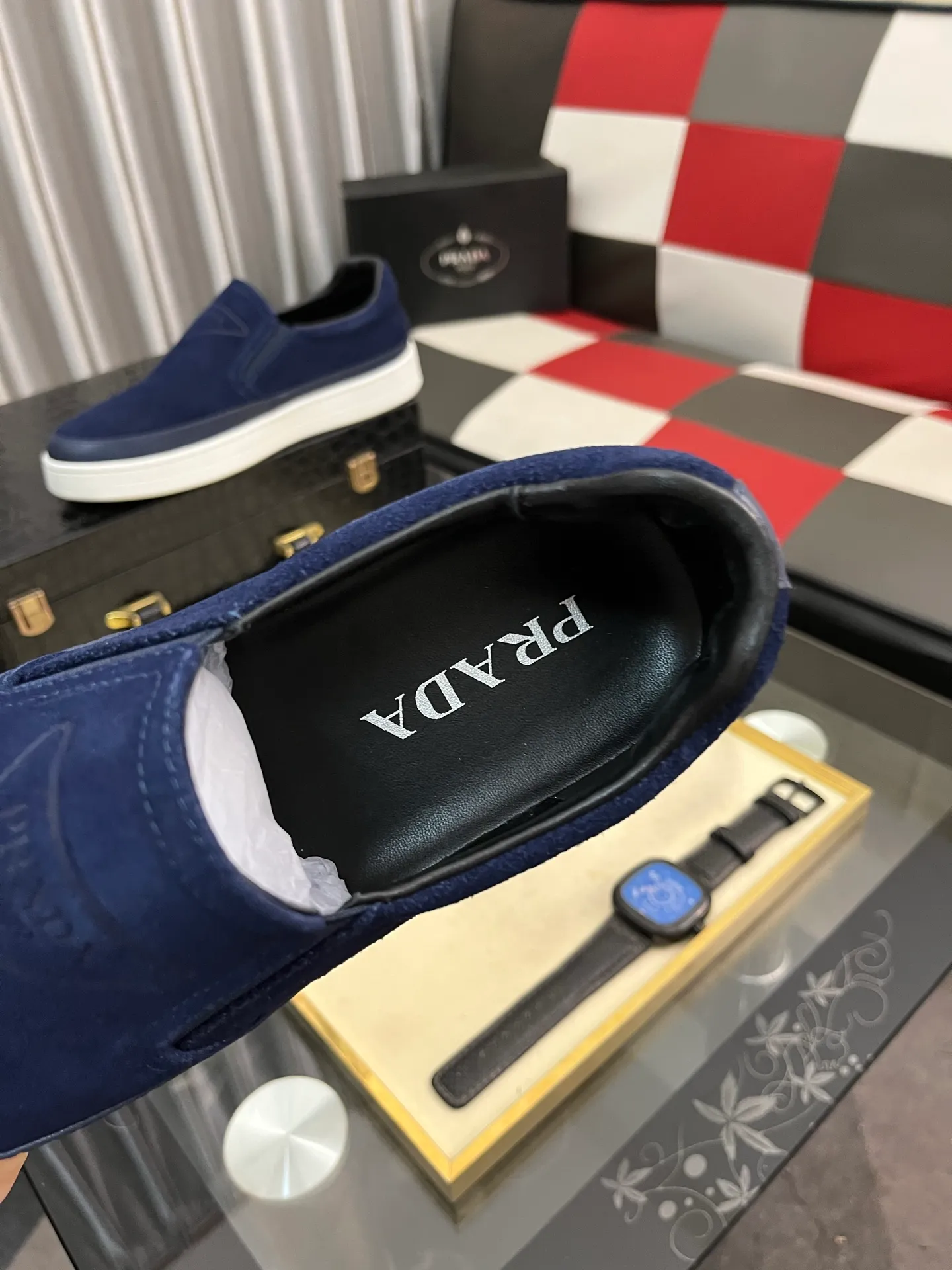 Men's shoes 💰440⌚️⌚️【PRADA】Prada casual shoes for couples, originally developed 1:1, made of high-mercerized cowhide with imported cowhide, silk sheepskin lining, rubber outsole, comfortable and soft on the feet, size: 38-442️⃣Colors available